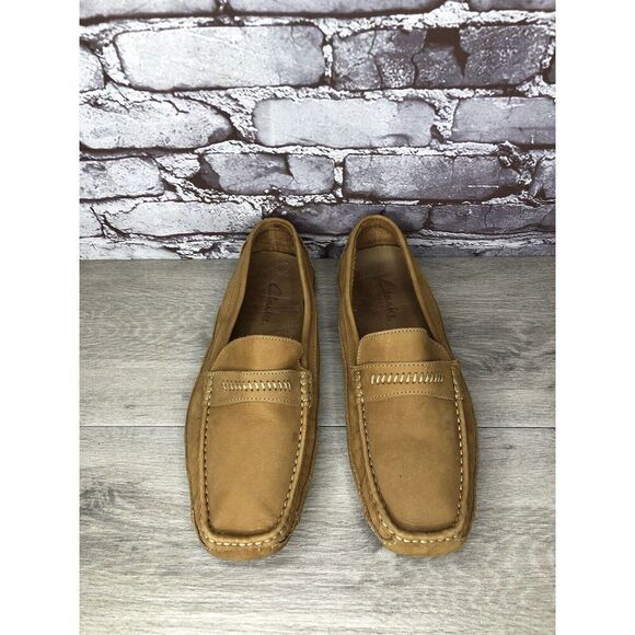 Clarks England Tan Nubuck Leather Slip On Driving Loafers Shoes Men 11M US/44EU - Picture 6 of 16